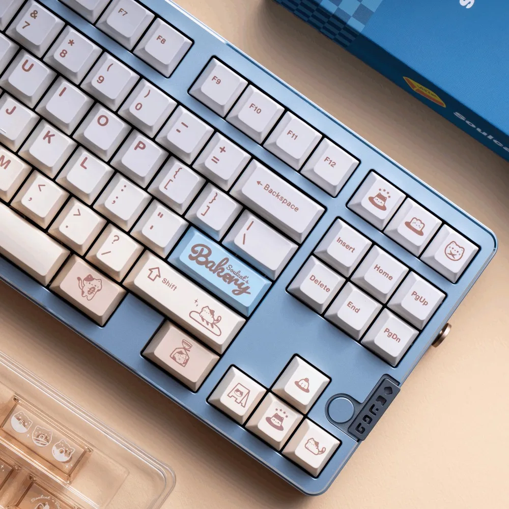 

Набор клавишных колпачков на тему Baked Kitty, 164 клавиши, PBT + ПК, милый колпачок для клавиатуры на заказ, игровой колпачок с вишневым профилем для механической клавиатуры, подарок