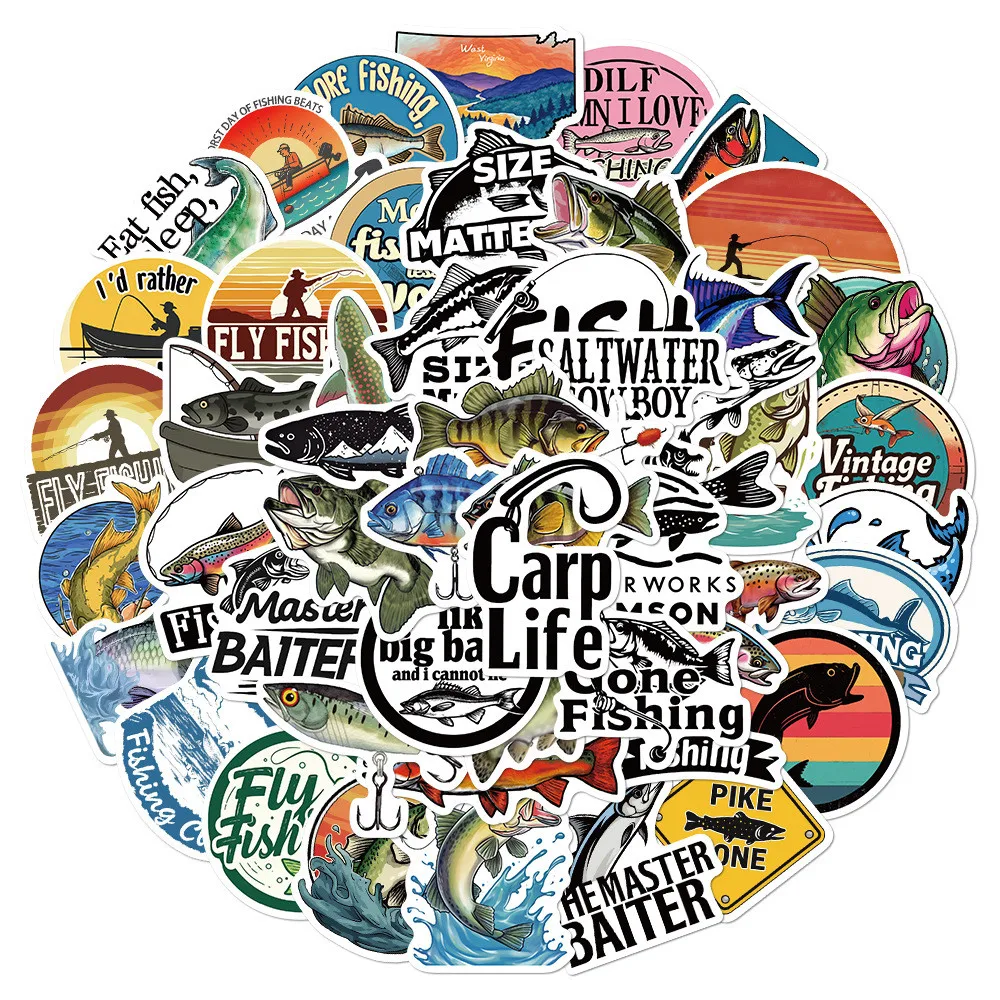 50PCS Outdoor Travel Fishing Diving Graffiti Stickers - Unique Decor for Luggage, Bikes & Skateboards(Anime Worlds Store)