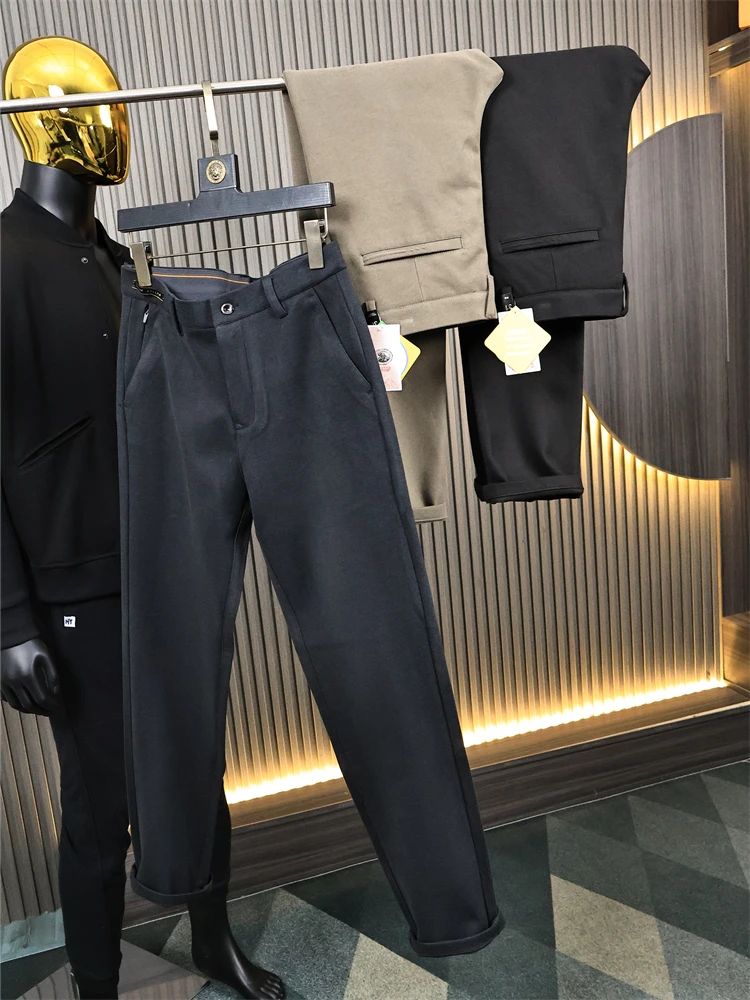 

Faionable Urban мужские шерстяные повседневные брюки Thiened, осень-зима, прямые брюки, чистый цвет, теплая шерстяная смесь, серия ODM Cany