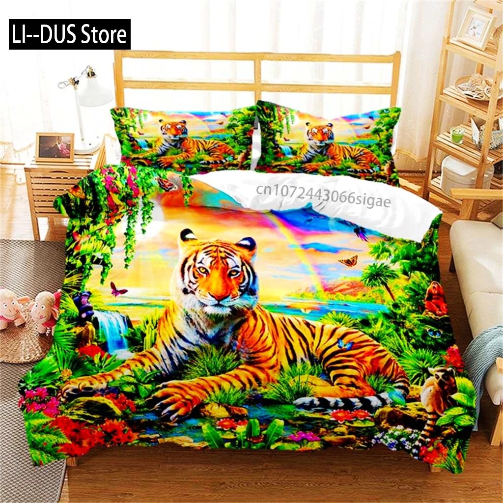 

Duvet Cover Tiger Soft Comforter Cover Microfiber Animal Bedding Set Tiger Pattern Quilt Cover For Room Decor Bedclothes Bedroom