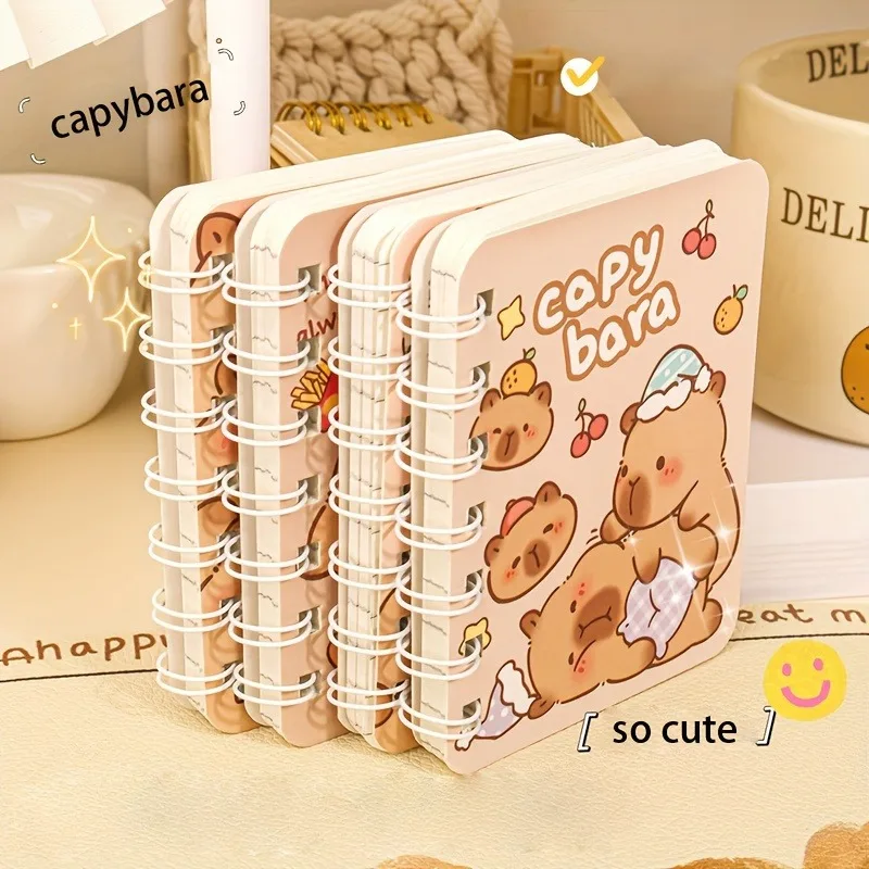 Cute Capybaraa Stronaut Spiral Notebook A7 with Perforated Pages - Animal Theme Mini Journal for Notes and Meetings Binder Note