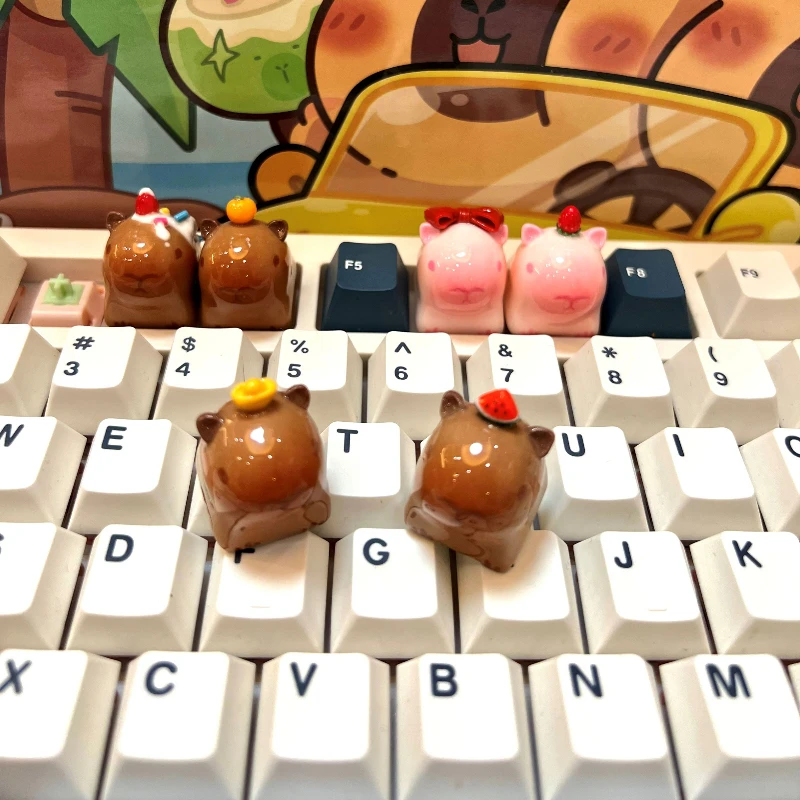

Cute Capybara Animal Artisan Point Keycap Custom Handmade Keyboard Cap Personality Resin Mechanical Keyboard Accessories Gift