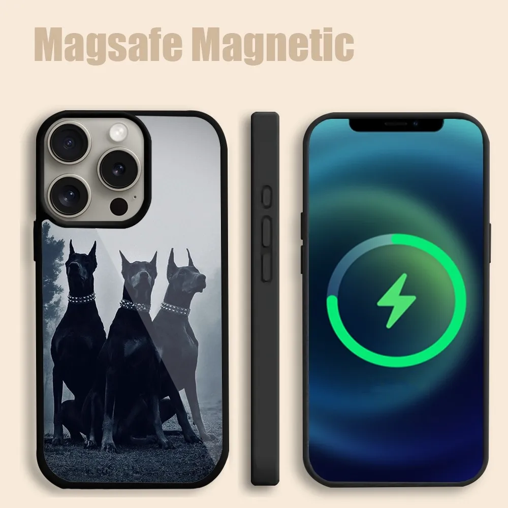 Doberman dog  Phone Case For iPhone 15 14 13 12 11 Pro Max Plus Magsafe Magnetic Wireless Charging Cover