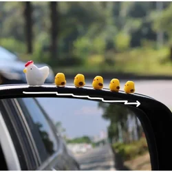 6PC Car interior decoration accessories cute female cartoon figurines rear mirror air outlet mini chicken car accessories