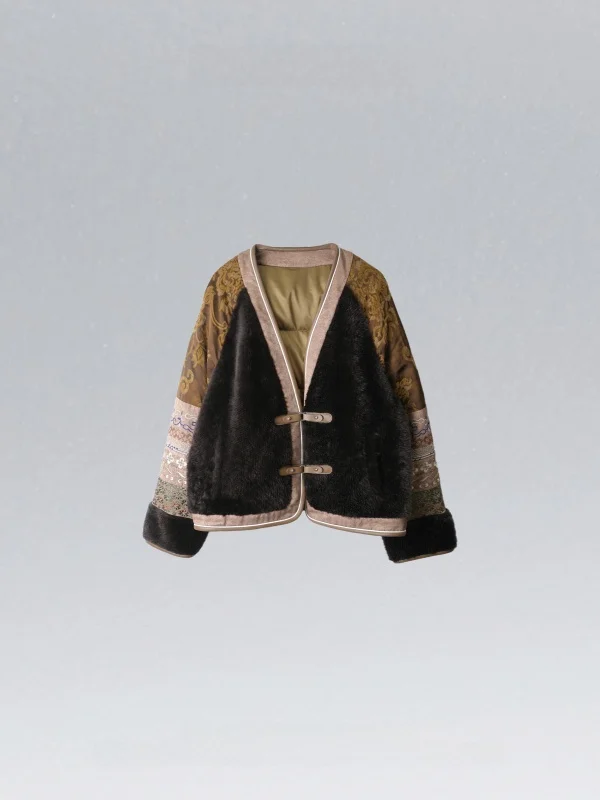 

New Chinese Sle Retro Du down Jaet Embroidered Leather And Fur Inteated Thi Warm Winter Coat for Women Medium Length