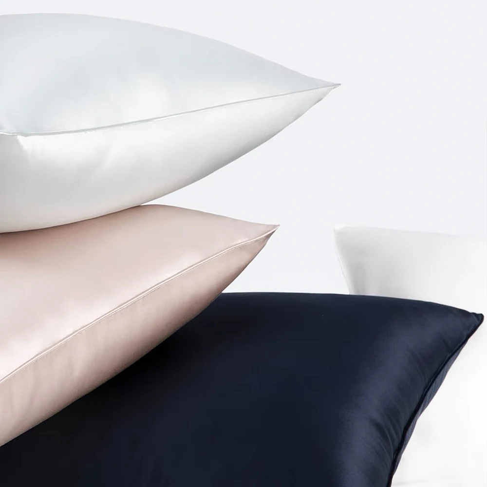 100% Natural Mulberry Silk Pillowcase Zipper Pillowcases Pillow Cover for Healthy Standard Solid Multicolor 22 Momme