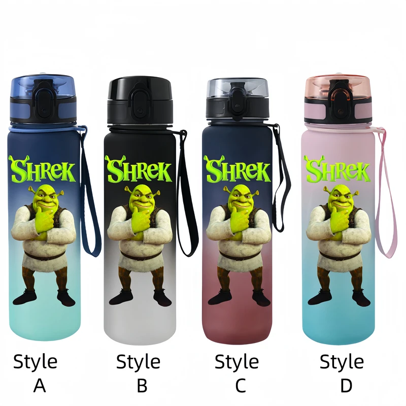 650ML Shrek Cartoon Figure Water Cup Portable Children's  Plastic Outdoor Sports Large Capacity Anti-drip Water Bottle Gift