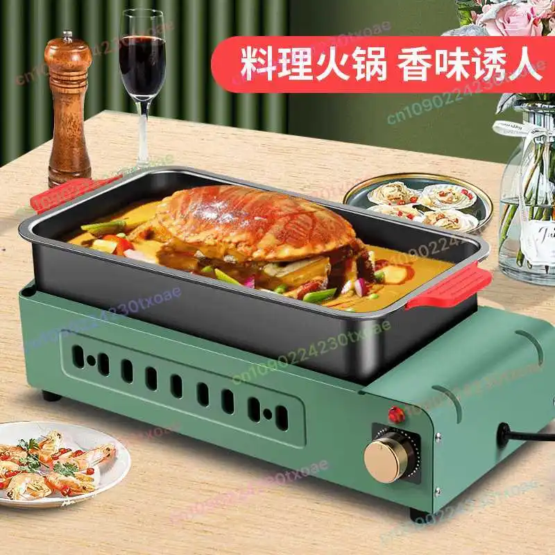 

Электрическая сковорода-гриль с горячей кастрюлей, многофункциональная сковорода с антипригарным покрытием и регулируемой температурой для домашнего использования на кухне