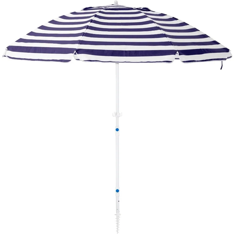 8.5FT Beach Umbrella for Sand Portable Outdoor Beach Umbrella with Sand Anchor Fiberglass Rib Push Button Tilt