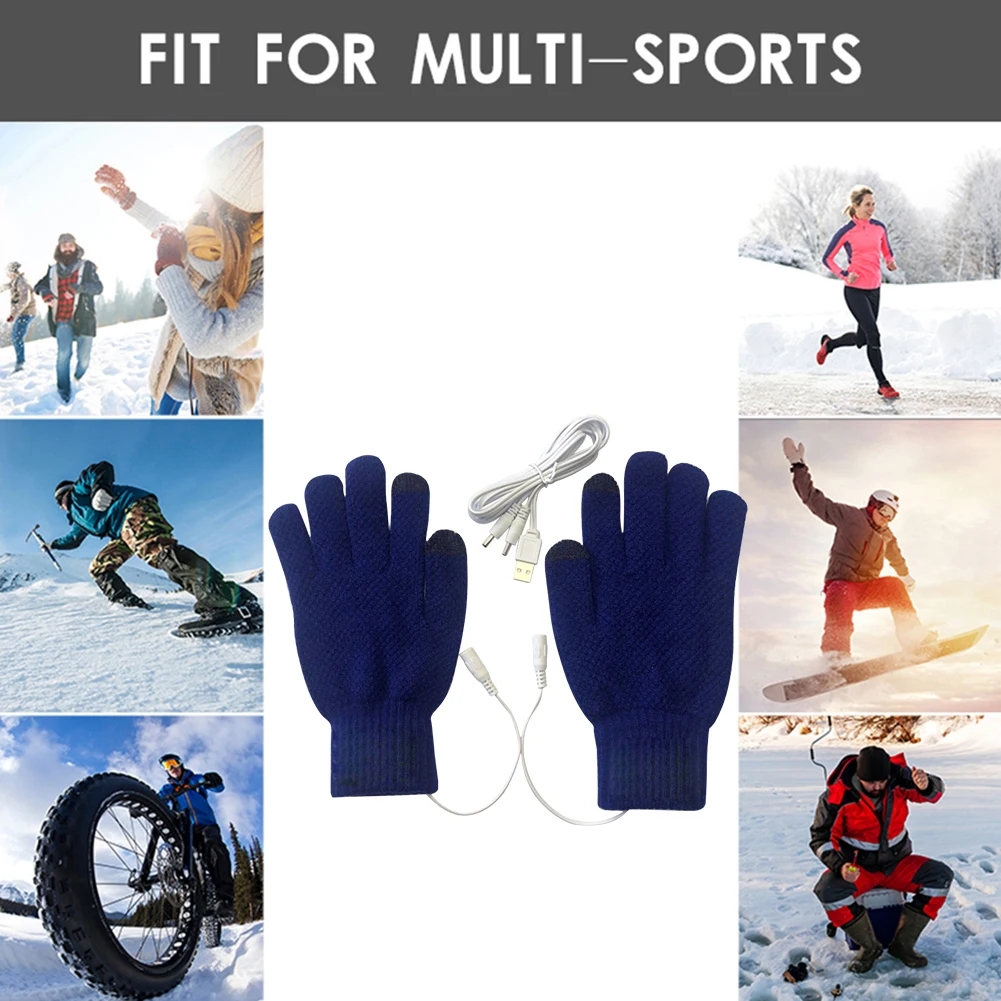 USB قفازات التدفئة اليدوية الدافئة درجة حرارة ثابتة جهاز تدفئة محمول المحمولة يندبروف ساخنة الحياكة قفازات كاملة الأصابع #3