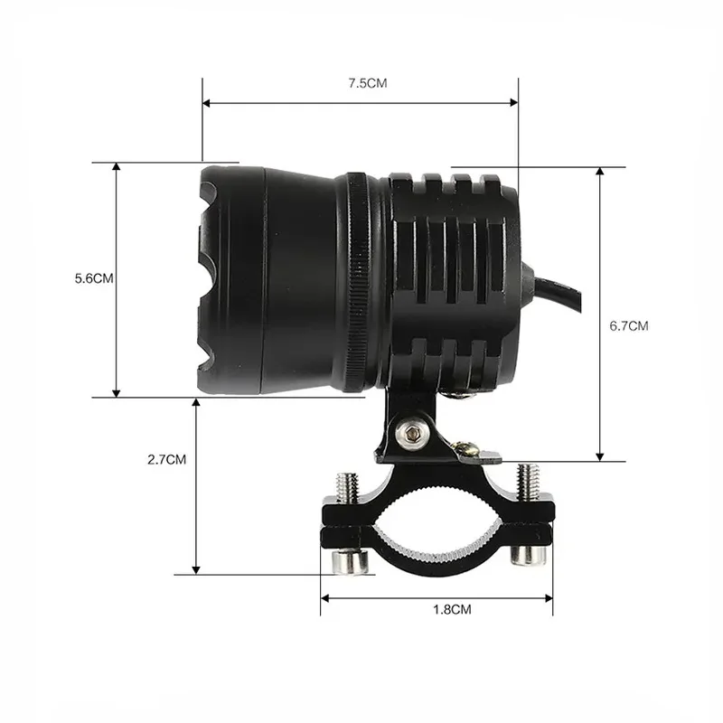 Newest 2PCS 80W 6000LM 6500K T6 LED Motorcycle Boat Spot Driving Headlight Motorbike Fog Head Light Lamp with Switch