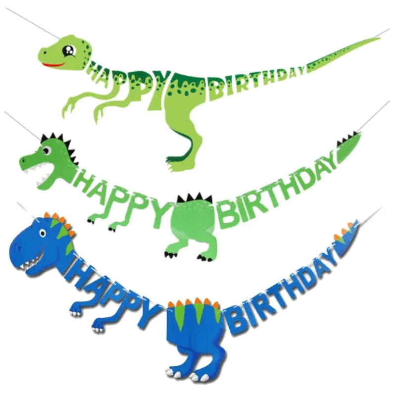 Dinosaur Banner Happy Birthday Garland Roar Dino Party Balloons Jungle Animal Safari 1st Kids Birthday Party Decoration Supplies