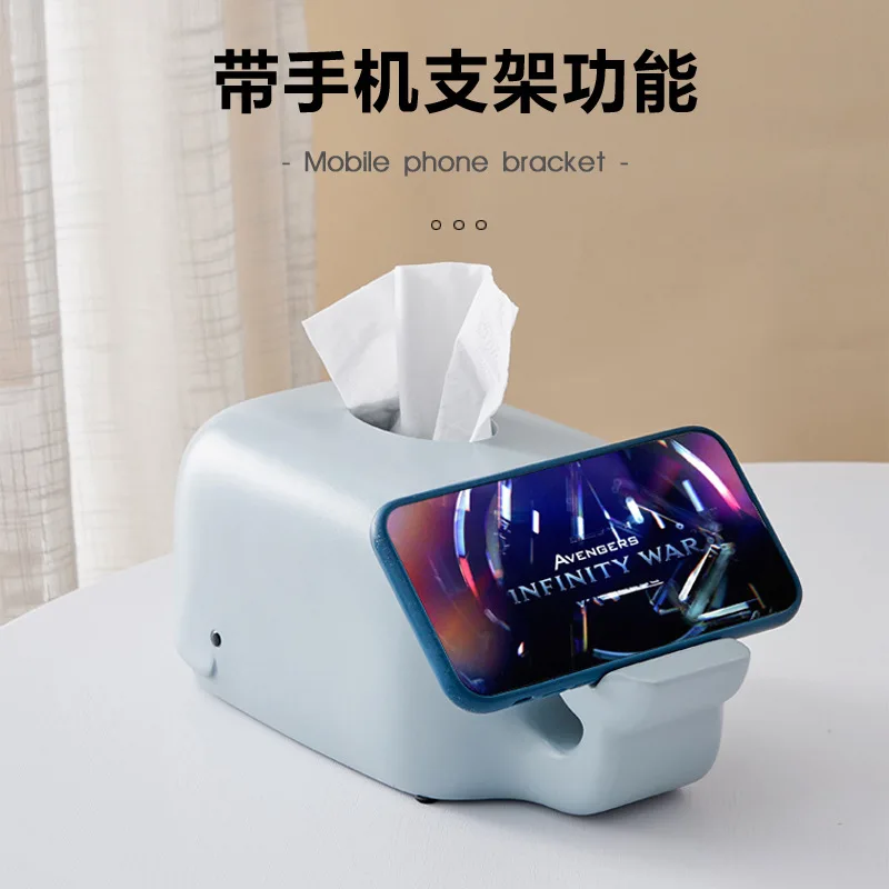 Creative Silicone Tissue Box Desktop Mobile Phone Holder Cute Cartoon Living Room Bedroom Children\'s Anti-fall Household Pumping