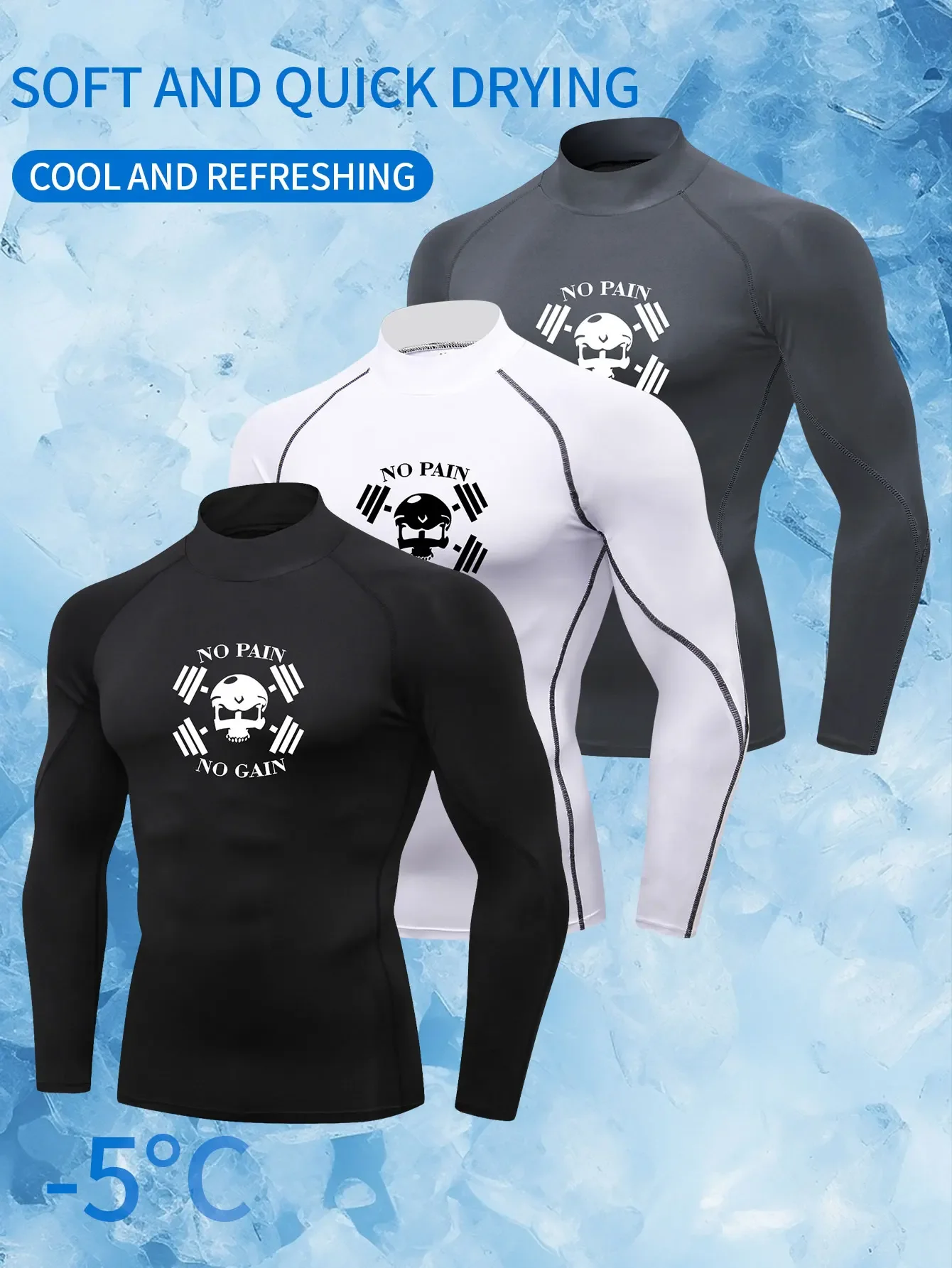 2025 Fashion Running Long-sleeved T-shirt Three-Piece Set, cool design, versatile for daily use, no restrictions for exercise
