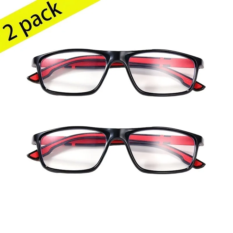 

2 Pack Square Reading Glasses Anti Blue Light Polycarbonate Lens for Men & Women Lightweight Sports Style Fashion Readers