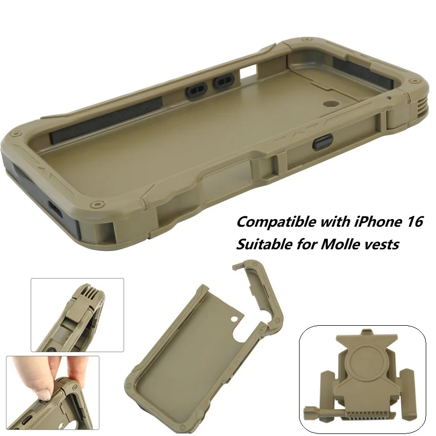 TS TAC-SKY Tactical Hunting and Shooting Outdoor Gear Phone Mount for Molle Vests, Compatible with IPhone 16