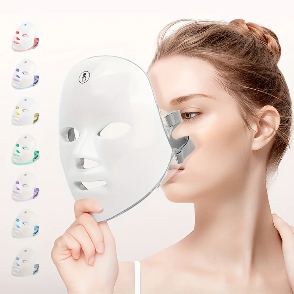 Maschera di bellezza fotonica a LED per il viso ricaricabile sette colori strumento di bellezza per