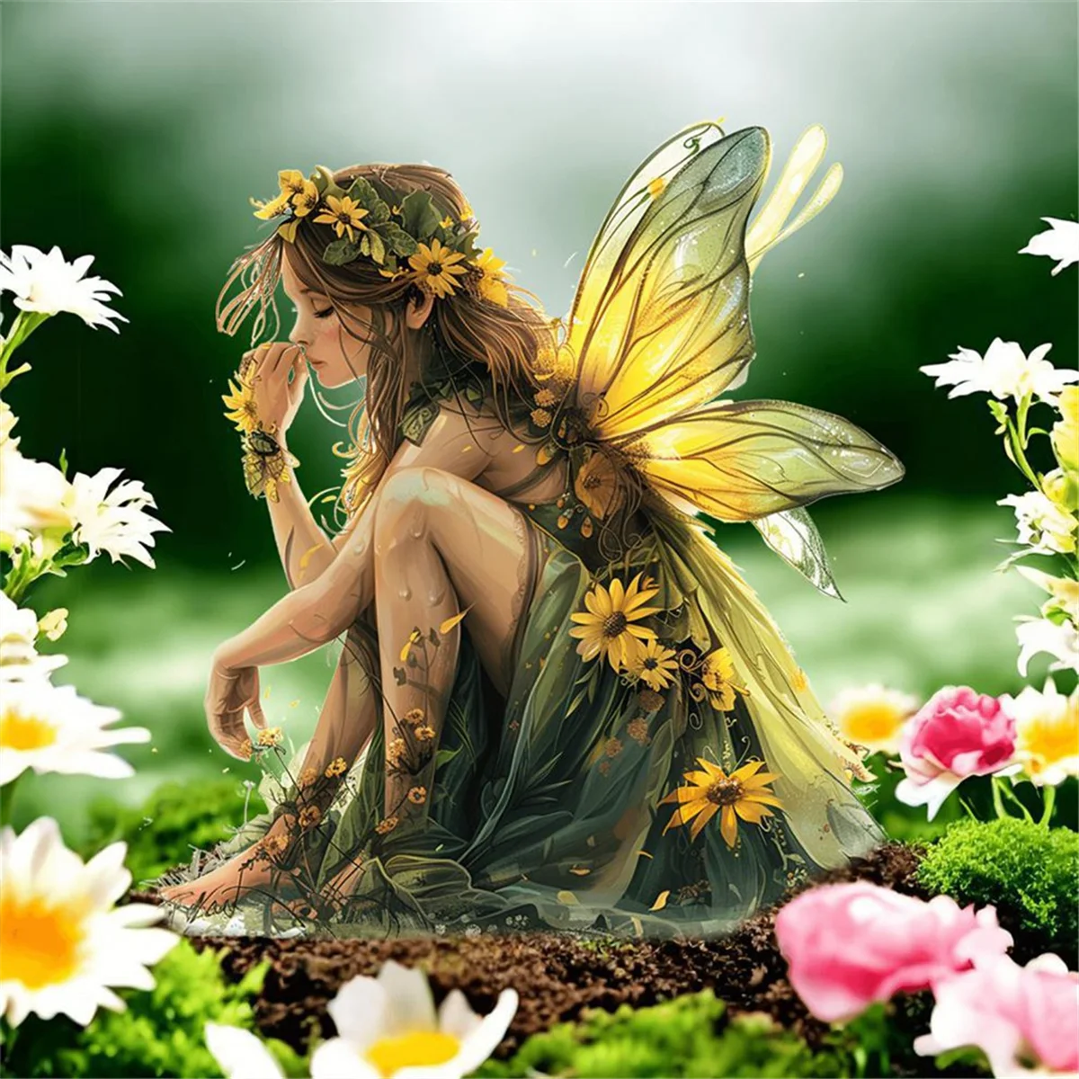 A71P الجنية الجنية حديقة حصة الشمس الماسك الديكور في الهواء الطلق تمثال أكريليك حديقة #2