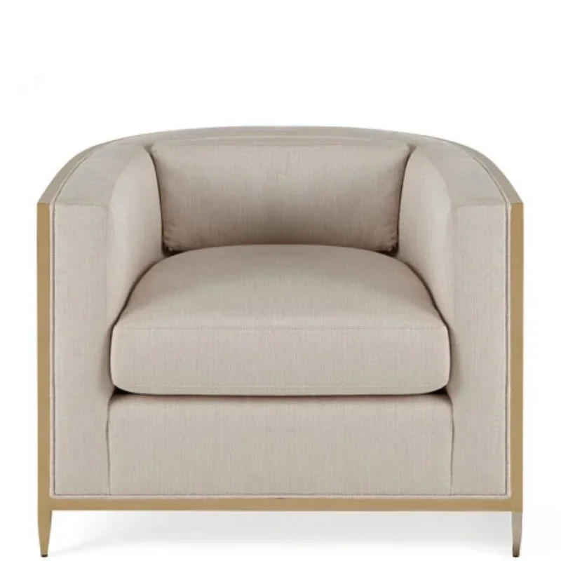 Nordic light luxury metal fabric sofa furniture living room cafe hotel club sales department negotiation chair