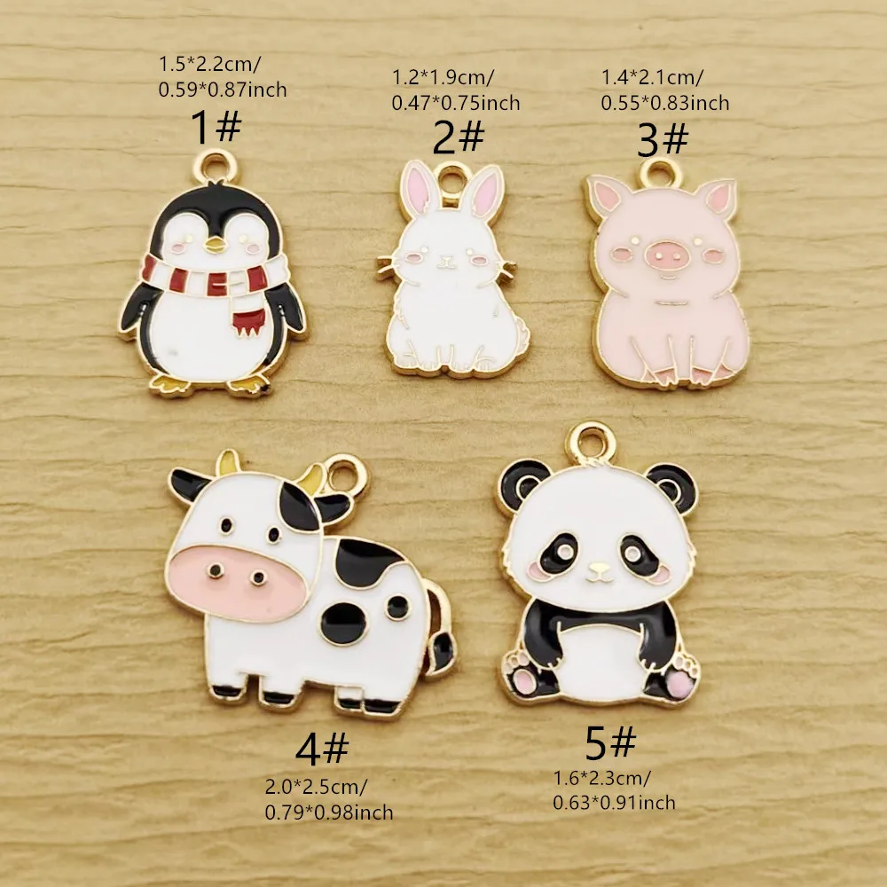 10pcs Penguin Rabbit Panda Charm for Jewelry Accessories Diy Making Earring Bracelet Keychain Pendant Metal Gold Plated