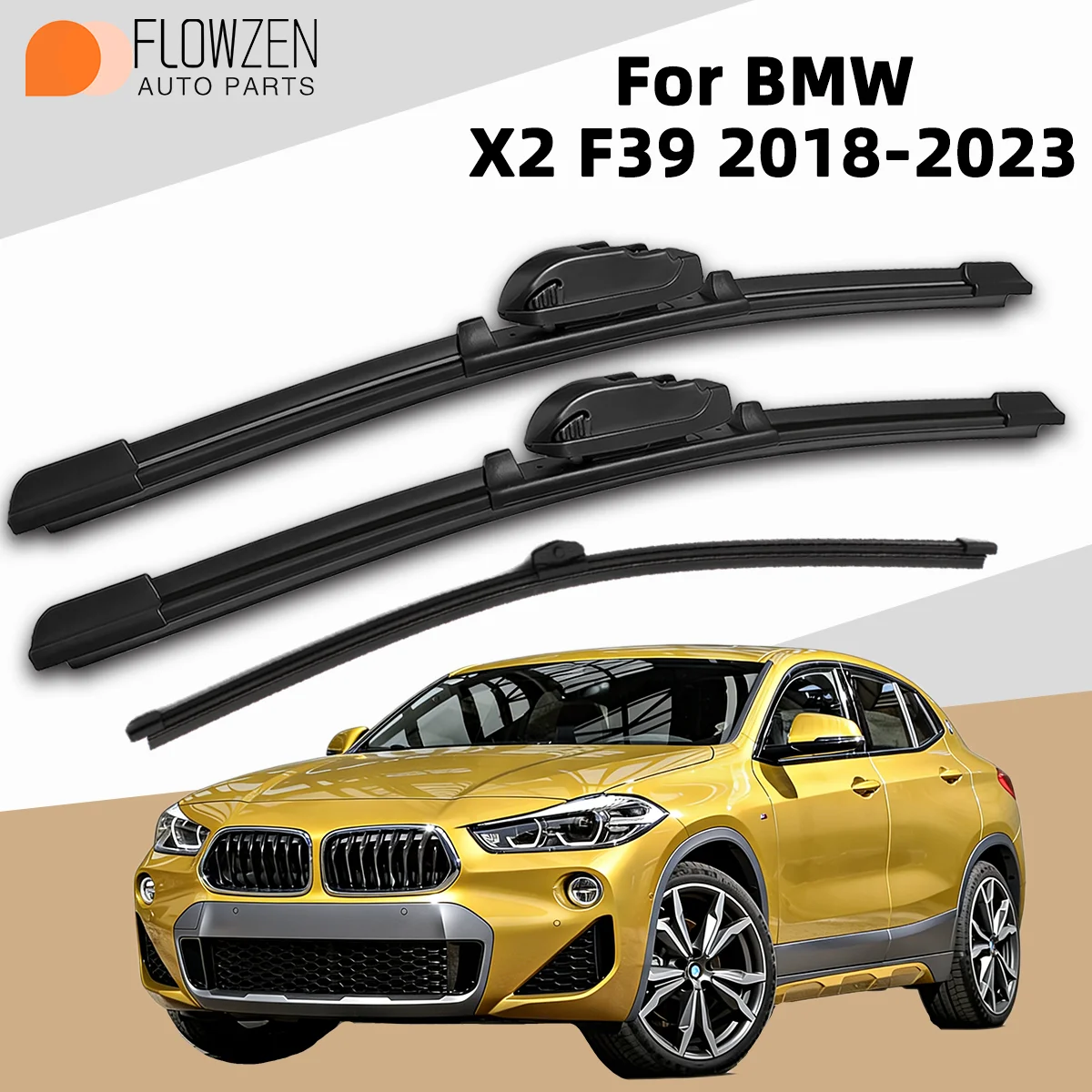 FLOWZEN 1/3-teiliges Wischer-Set für Heckscheibe und Frontscheibe für BMW X2 F39 2018–2023, Wischer-Set, Autozubehör