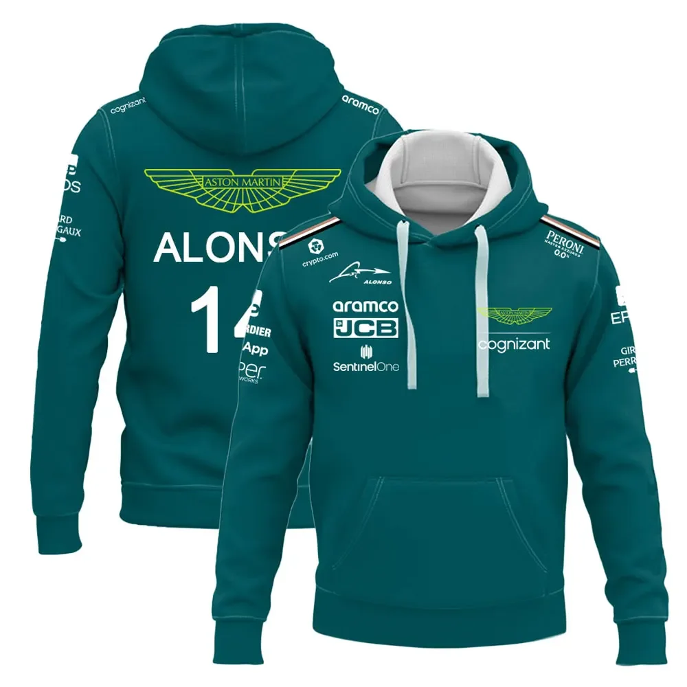 2024 Autumn/Winter New F1 Spanish Racing Suit Hot Sale # 14 Racing Driver Hoodie Men's Outdoor Sweater Zipper Jacket Sweater Top