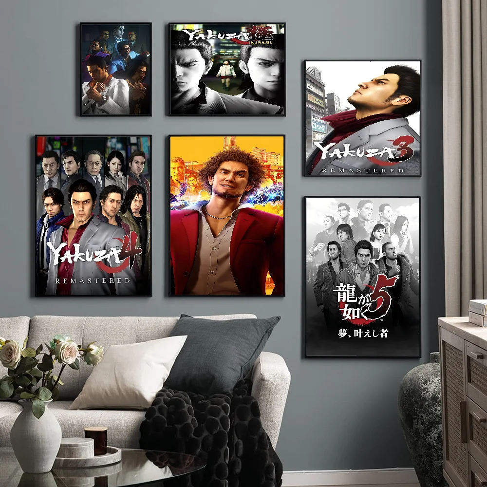 Yakuza Like A Dragon Self-adhesive Art Poster Decoracion Painting Wall Art White Kraft Paper Home Decor