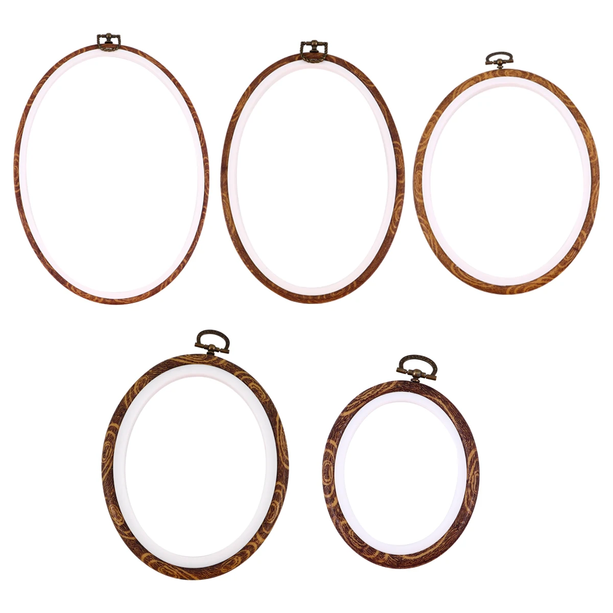 

5pcs Embroidery Ring Cross Stitch Frame Craft Tool Durable Abs Metal Light Polished Diy Sewing Accessory Perfect Gift For Moms