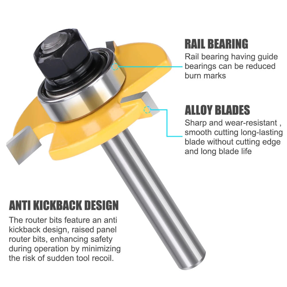 XCAN Milling Cutter 6mm 1/4\'\' 8mm 1/2\'\' Shank T Slot Joint Router Bit 3 Flute Tongue and Groove Router Bit Set For Woodworking