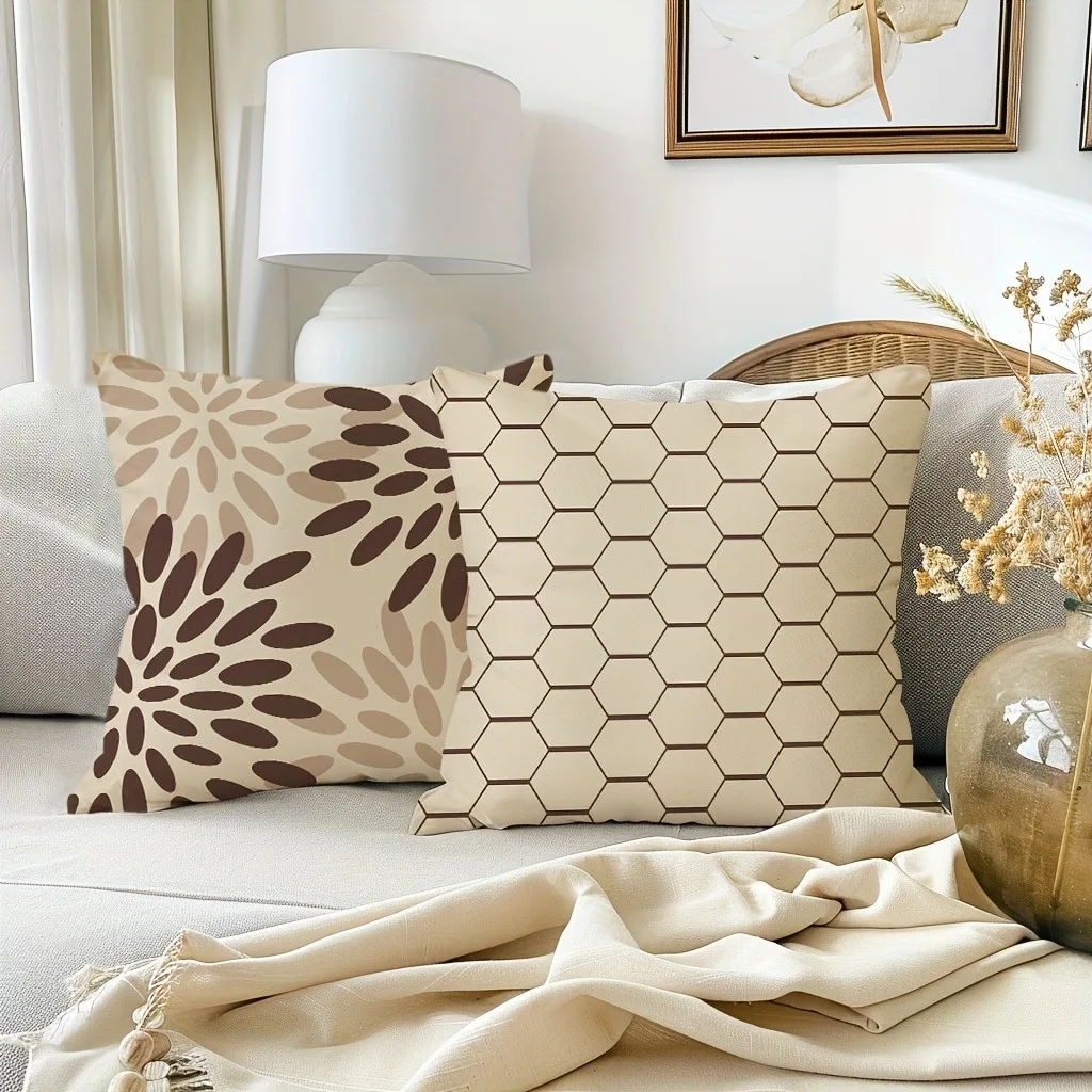 Fashionable and simple geometric pattern printing pillowcase living room sofa cushion cover bedroom room home decoration