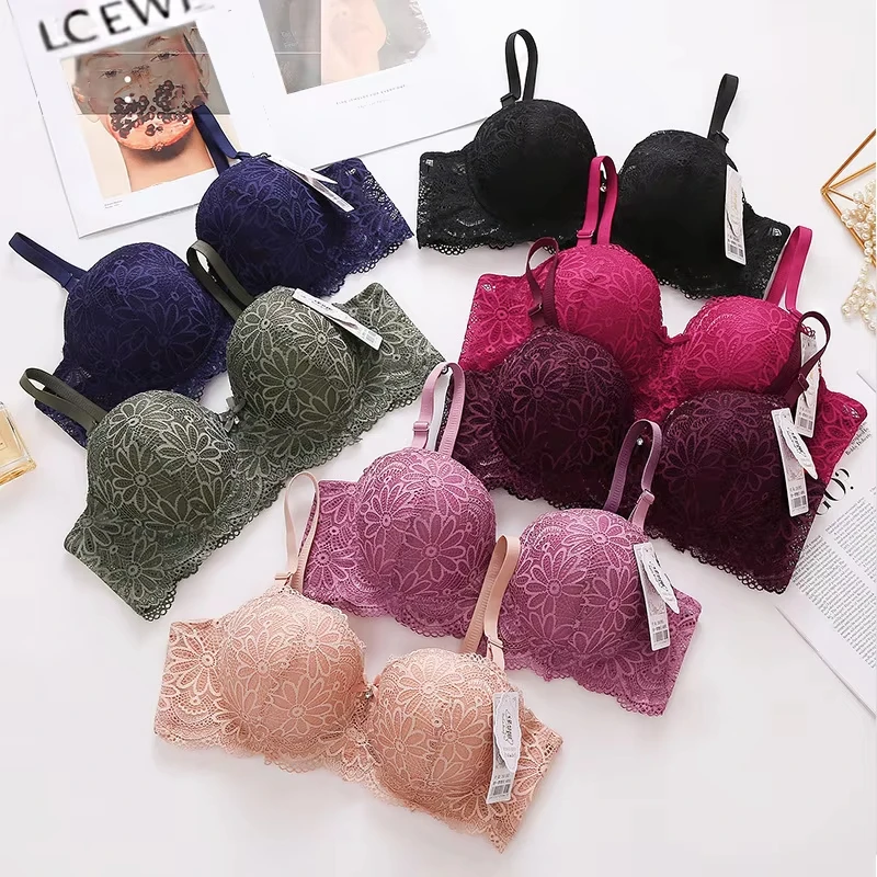 Lace Bra for Women Big Cup 1/2 Sexy Floral Underwire Underwear Ladies Push Up Thin Bra Half Cup 36-4
