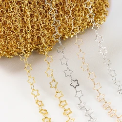 1Meter 5mm Stainless Steel Gold Color Hollow Star Chains Link Handmade DIY Necklace Bracelet Anklets Jewelry Making Supplies