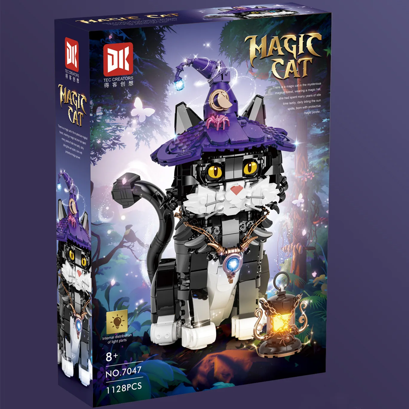 MOC Magic Cat Building Blocks With Magic Lights And Hats Eyes Can Change Color Assembe Model Collector Set For Christmas Gift