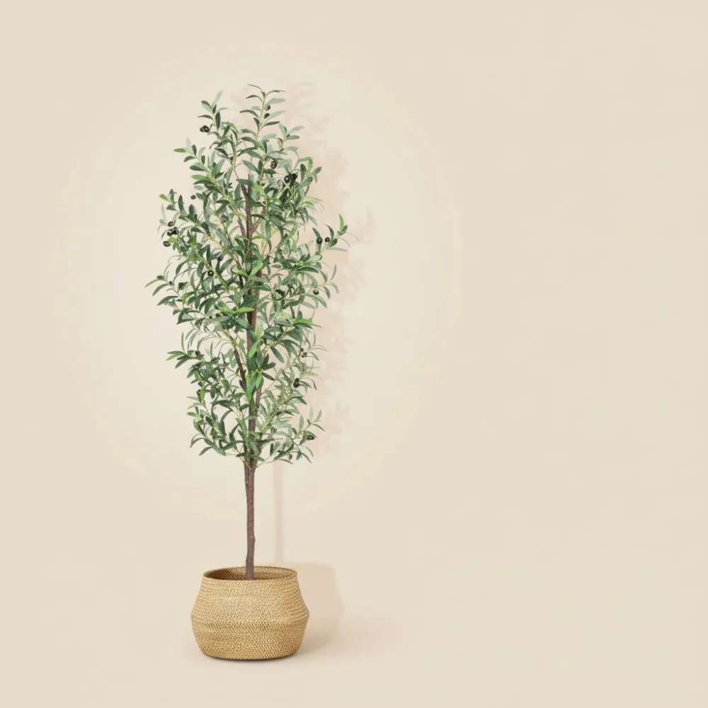 

6FT Artificial Olive Tree with Realistic Leaves & Fruits - Indoor Outdoor Fake Potted Plant for Home Office Decor