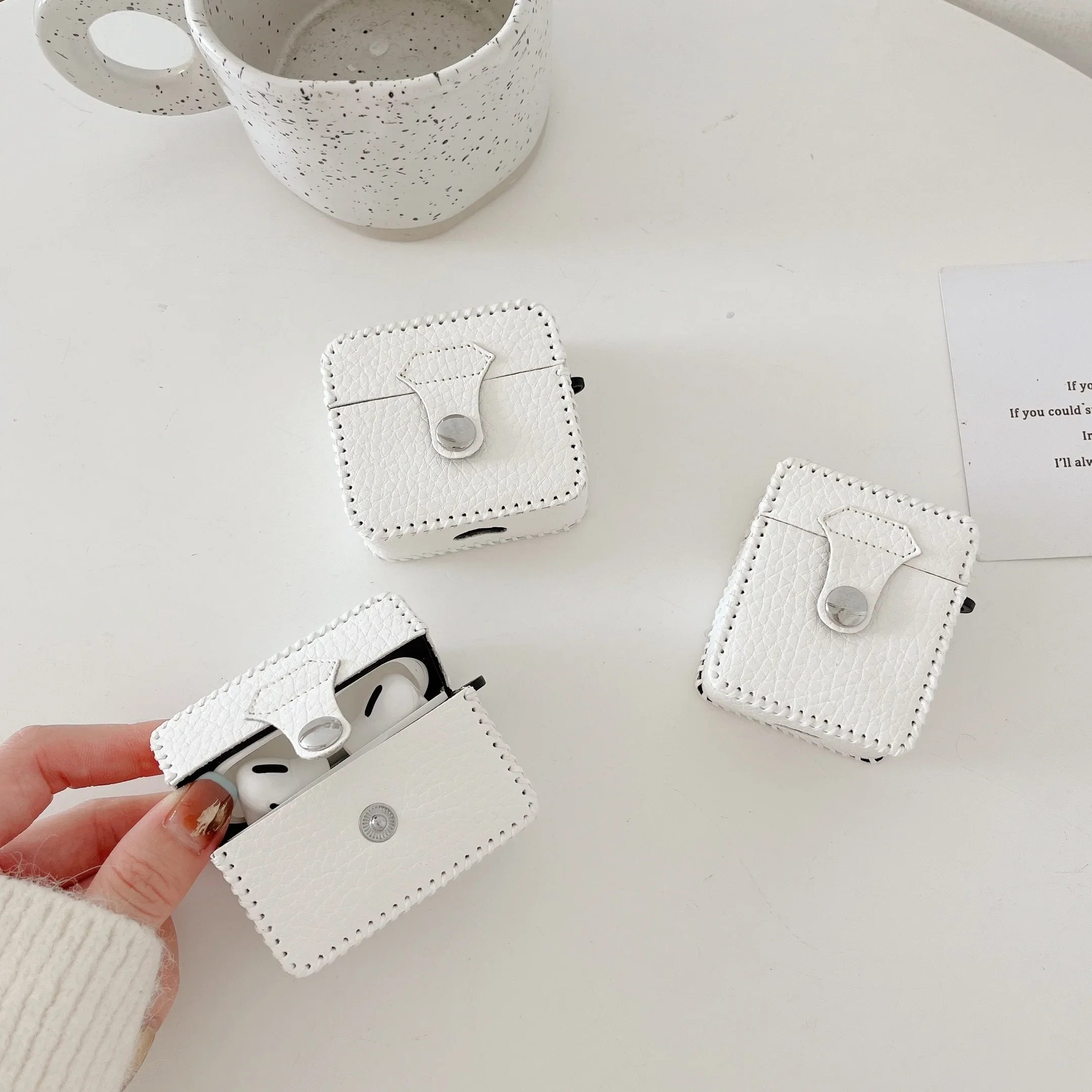 1pc Solid Color Leather Earphone Cases for Apple AirPods 1/ 2/ 3/ Pro/ Pro2 Protective Cover Headphone Accessorie Protective Box