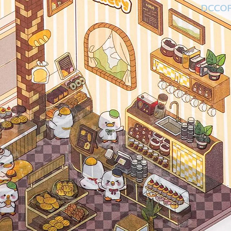 PET Sticker 3D Cute Cartoon Pocket Diy Scene Landscaping Decoration Sticker Paper Scrapbooking Material Scrapbook Kit Suit