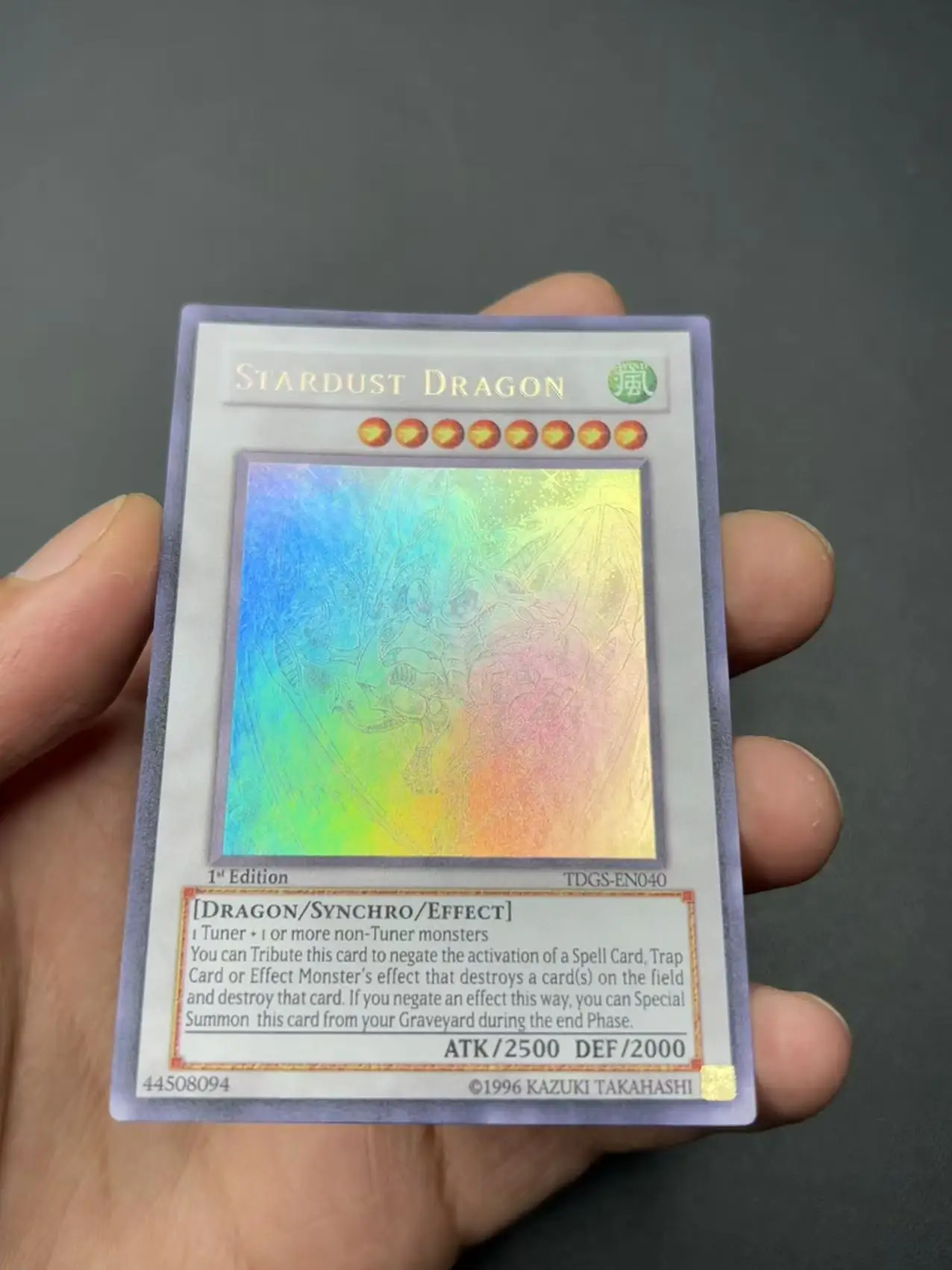 Yu Gi Oh Holographic Rare/HR TCG Stardust Dragon(TDGS-EN040) English Collection customize Game Card (Not original card)