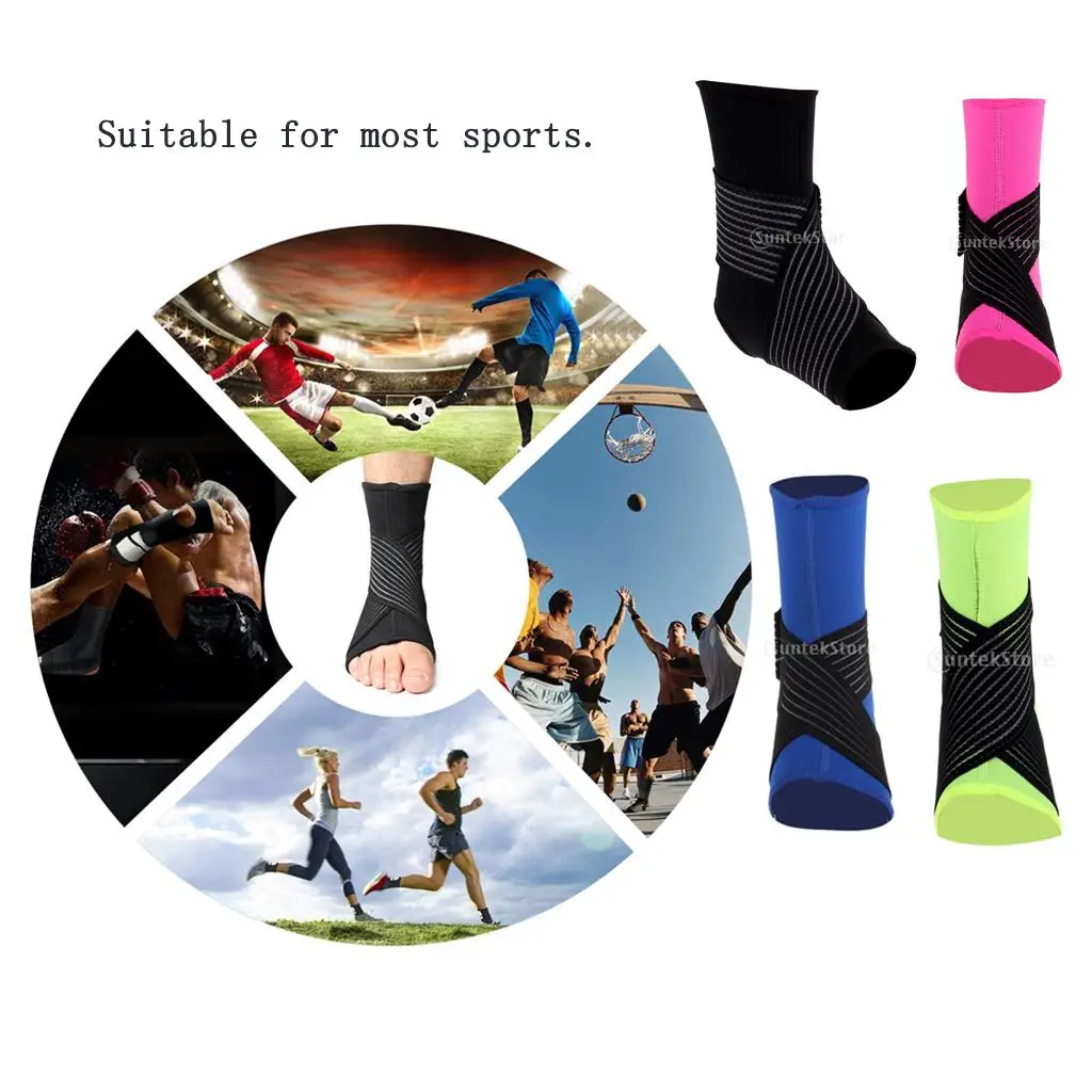 قطعة واحدة من دعامة الكاحل، كم ضاغط مثبت الكاحل مع أشرطة، للكرة الطائرة، كرة القدم، كرة السلة، للإصابة