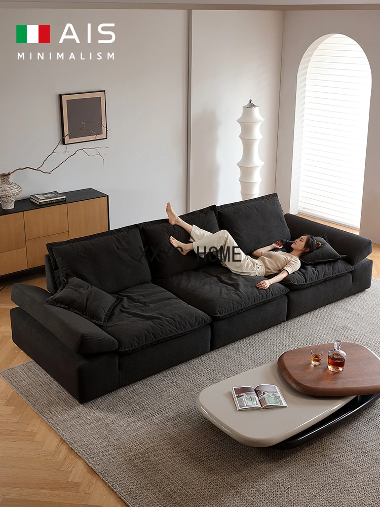 

Retro Cream Silent Style Lambswool Black Removable Backrest Sofa