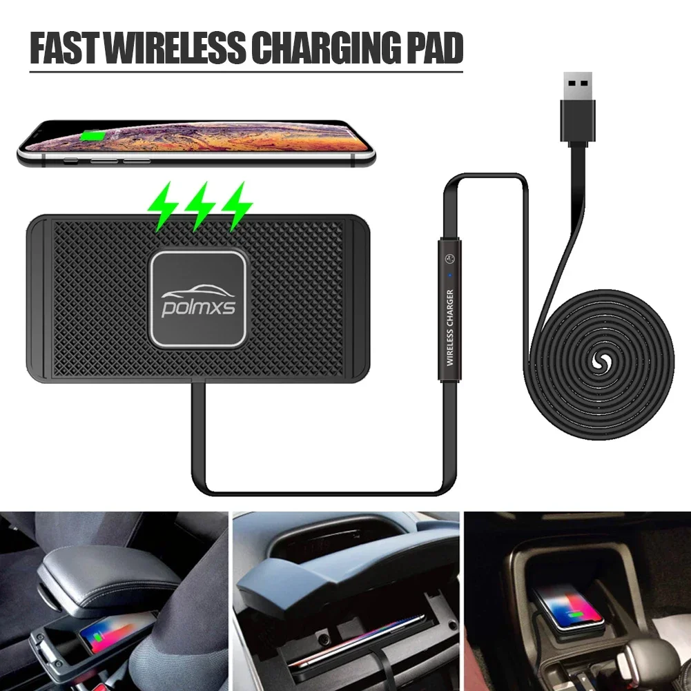 Wireless Car Charger Silicone Anti-skid Pad Cradle Dock For iPhone 14 13 X Fast 15W Car Charging Stand Car Modification