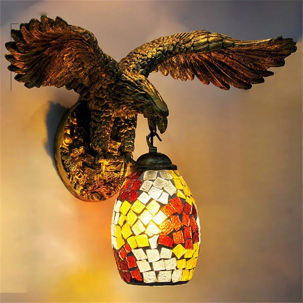 ELARA Contemporary Eagle Wall Lamp Retro Creative Living Room Bedroom Bar Cafe Western Restaurant Aisle Decoration Wall Light