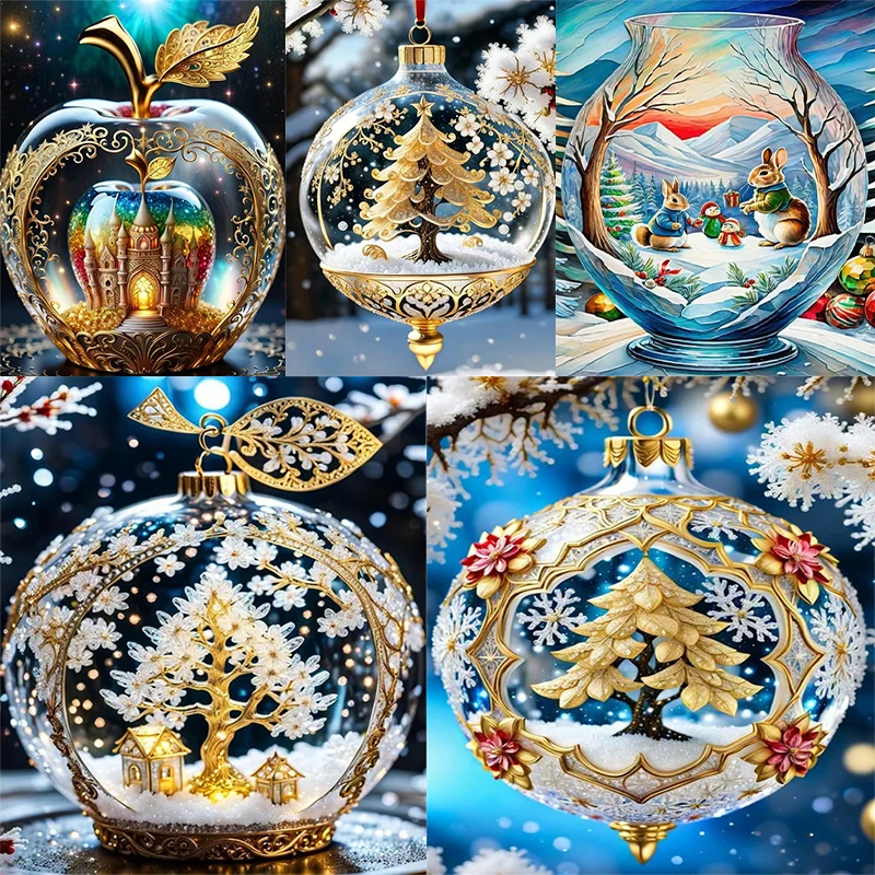 120 Colors Apple Tree AB Fairy Dust Diamond Art Painting Full Square Round Drills Kit Embroidery Mosaic Landscape Home Decor