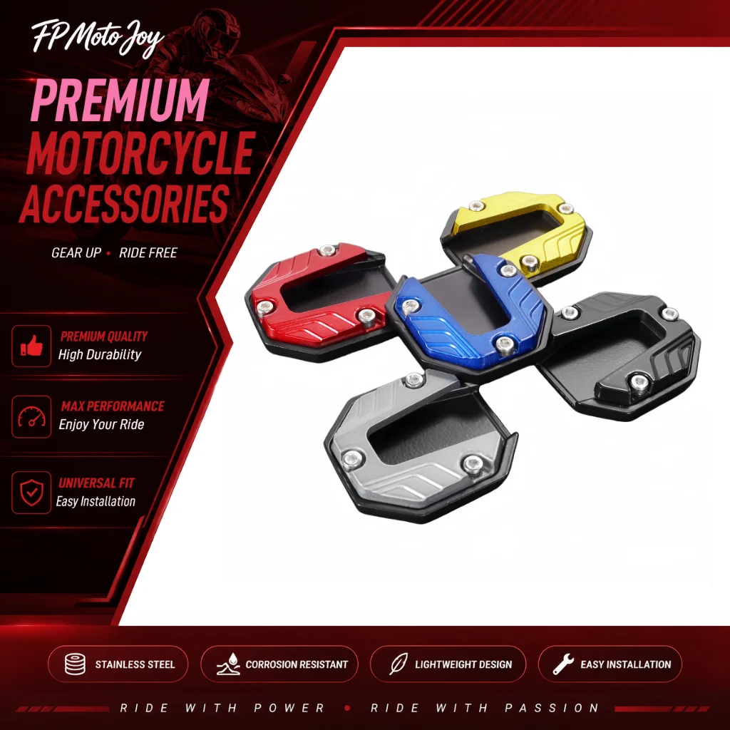 Universal Scooter Motorcycle Kickstand Extender, Enlarged Anti-Slip Side Stand Support Foot Extension Pad Base Fit All Motorbike