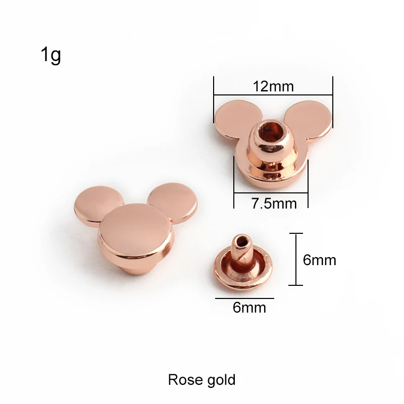 50-100PCS 12.5mm Rainbow Cute Mouse Metal Chicago Shoes Round Head Rivets Stud Screw Studs Purse Feet Buckles For Leather Bag