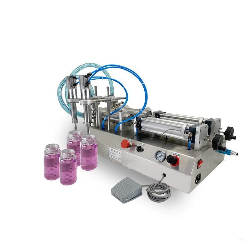 Semi automatic Two Head High Accuracy Viscous Liquid Filling Machine Beverage Milk Olive Small Soft Drink Oil Liquid Filler