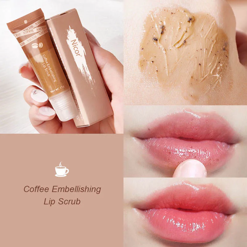 24pcs Coffee Lip Scrub Remove Skin Fade Lip Lines Moisturize Smooth Lip Gloss Girls Lips Care in Bulk