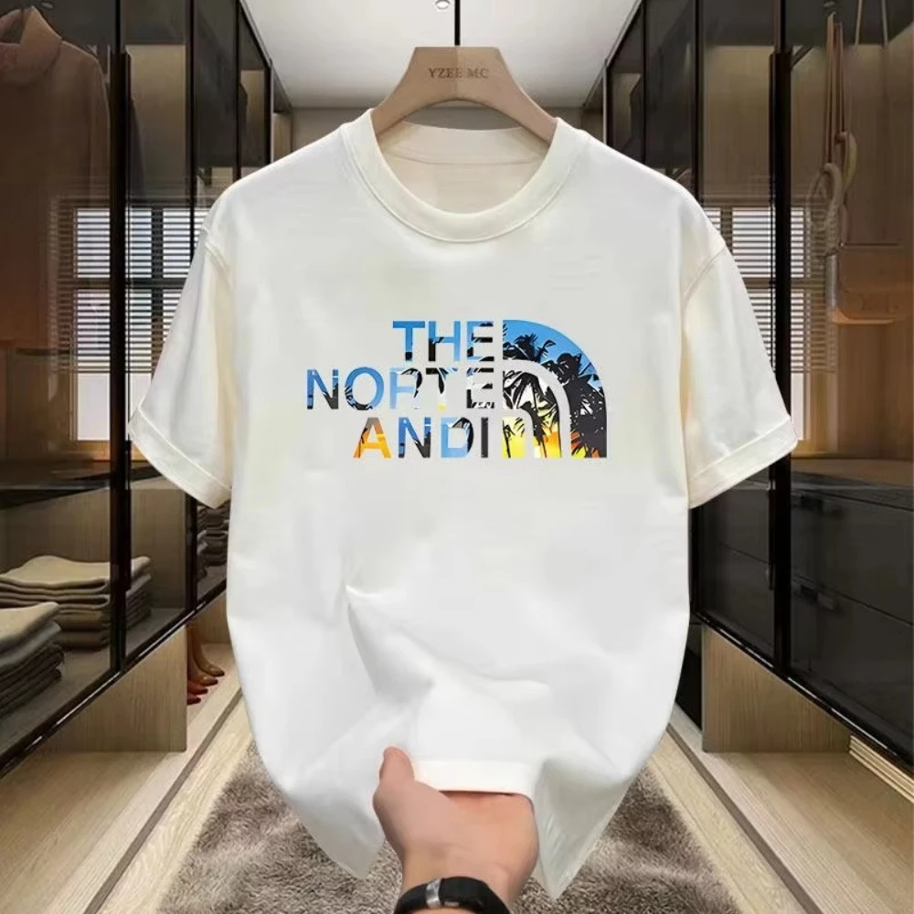 2026 High-quality Men's Summer New Heavyweight Pure Cotton T-shirt Short Sleeve Niche Design Printed Trendy Brand
