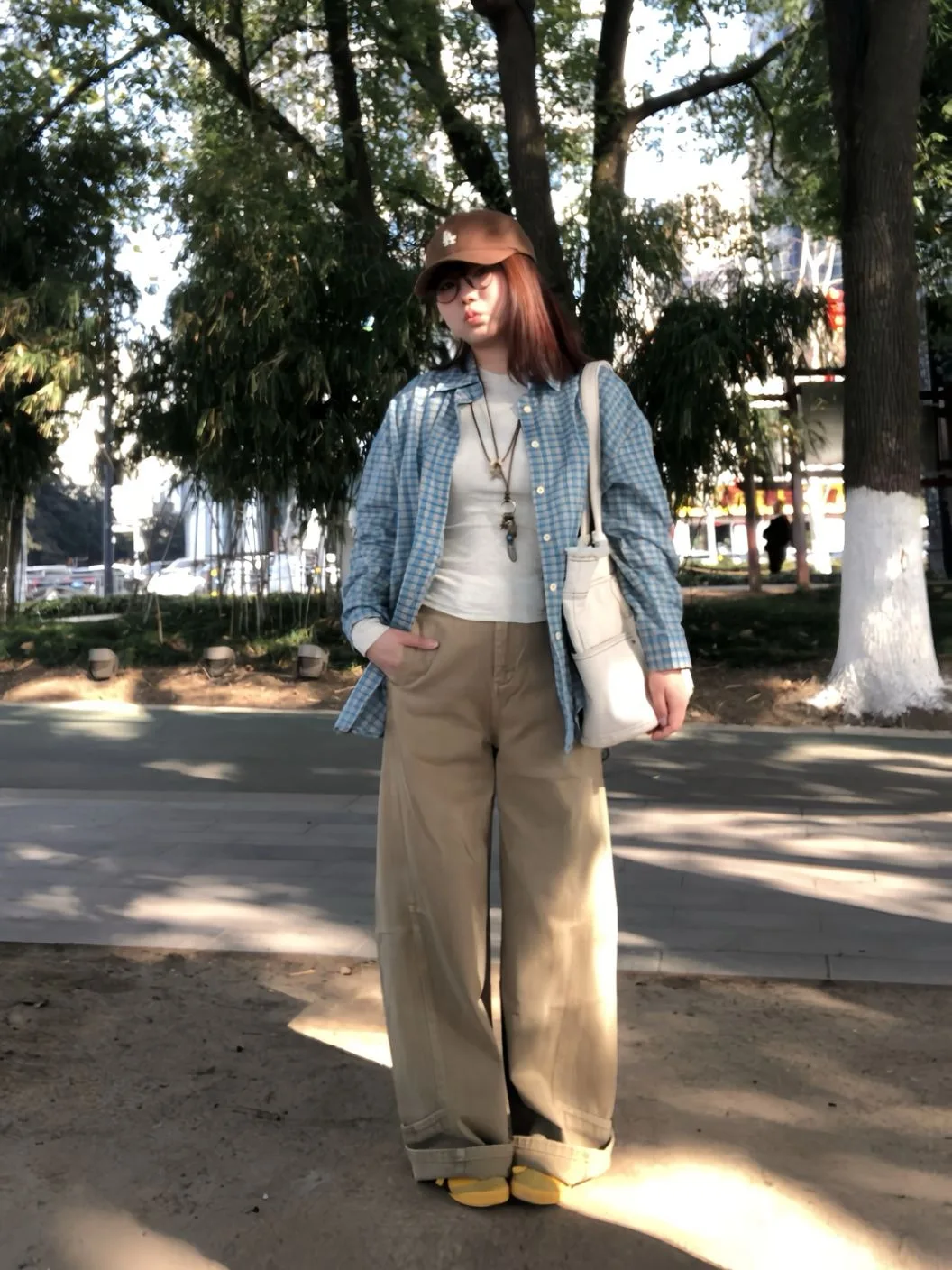 

Loose Fit Plaid irt Women's Casual Sle Long Sve Spring Vintage Design Lazy Faion Korean Version Button Detail