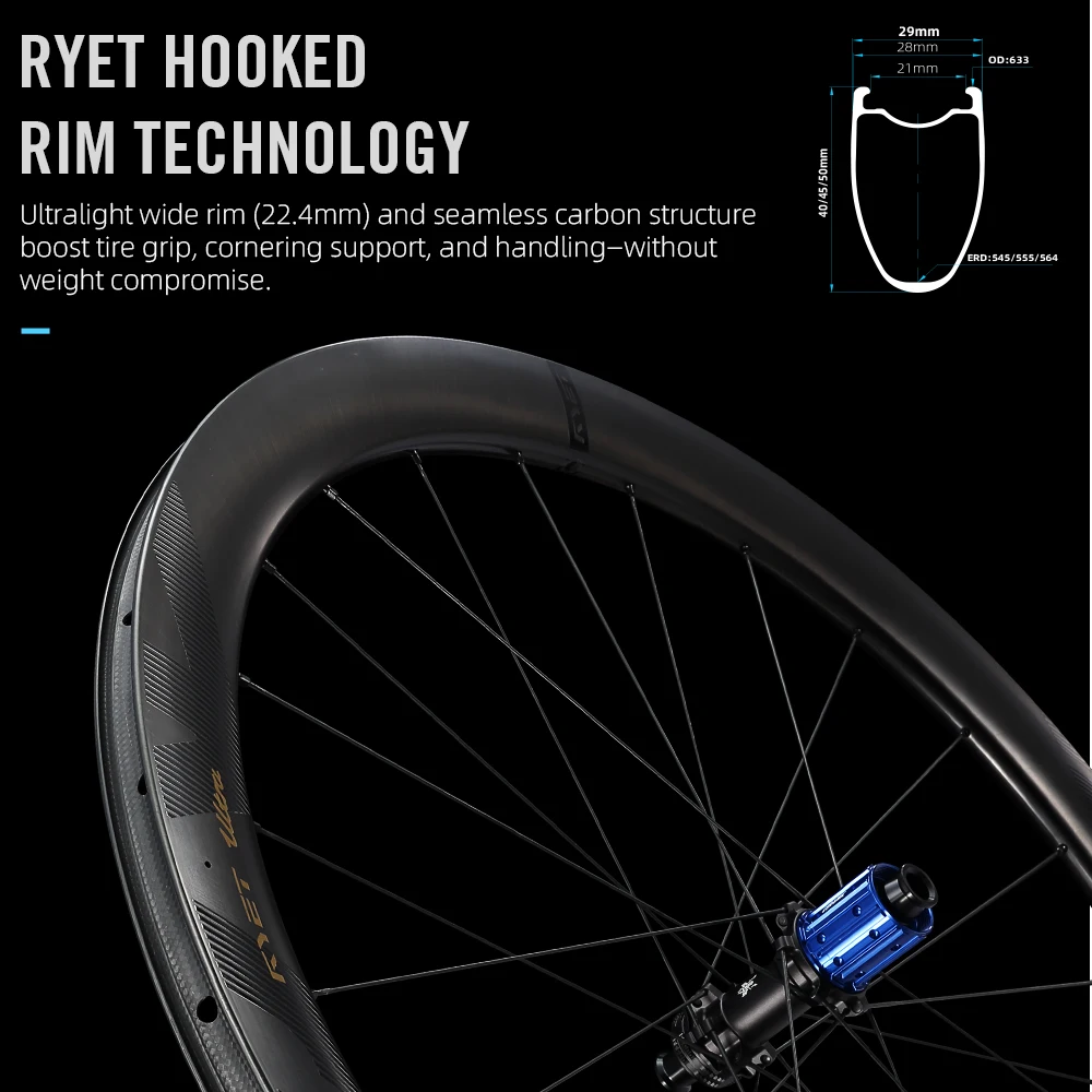 RYET ロードカーボンバイクホイールセット 1180g 超軽量 セラミック