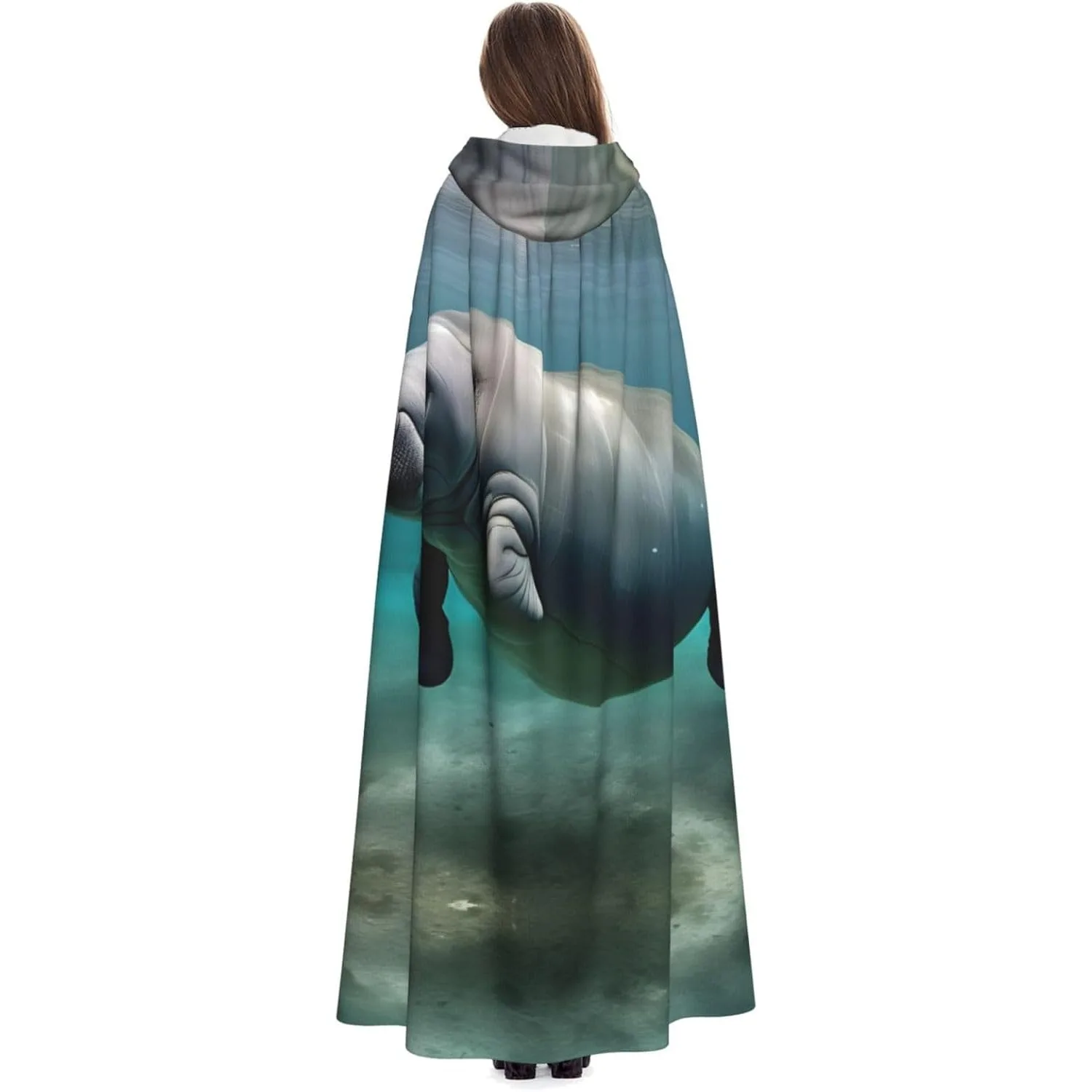 

Ламантин с животным принтом, накидка с капюшоном для взрослых, карнавальная фестивальная накидка, халат для косплея, костюм для вечеринки, готический карнавал